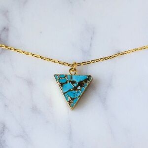 18K Gold Plated Dainty Blue Turquoise Necklace